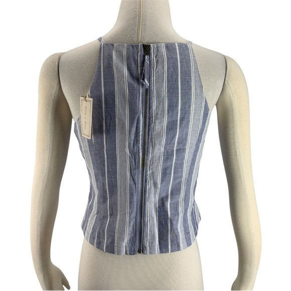 Doe & Rae Crop Top  S M L Blue White Stripe Nordst - Picture 3 of 6